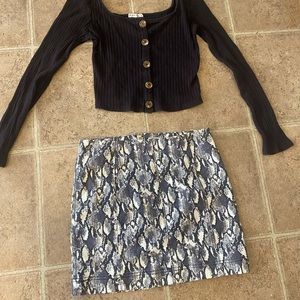 Rattlesnake mini skirt + FREE crop top